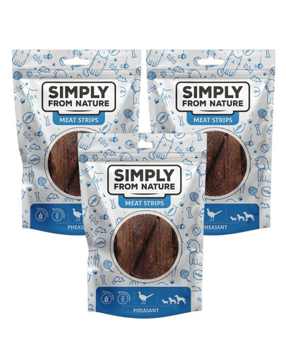 SIMPLY FROM NATURE Meat Strips - Bandes de viande de faisan pour chiens - 3x80 g