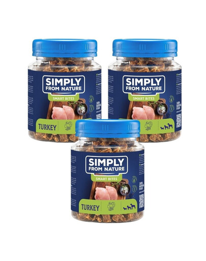 SIMPLY FROM NATURE Smart Bites - Friandises à base de viande de dinde pour chiens - 3x130 g