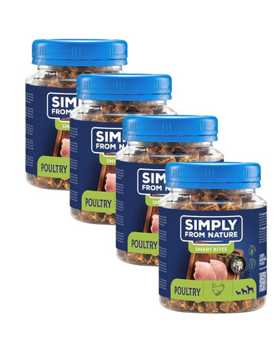 SIMPLY FROM NATURE Smart Bites - Friandises de viande de volailles pour chiens - 4x130 g