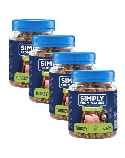 SIMPLY FROM NATURE Smart Bites - Friandises de viande de dinde pour chiens - 4x130 g