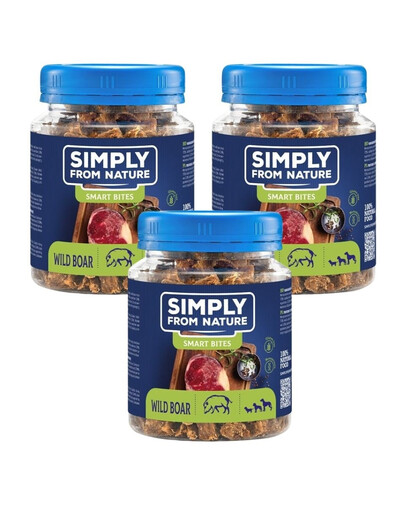 SIMPLY FROM NATURE Smart Bites - Friandises à base de viande de sanglier pour chiens - 3x130 g