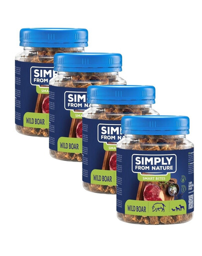SIMPLY FROM NATURE Smart Bites - Friandises de viande de sanglier pour chiens - 4x130 g