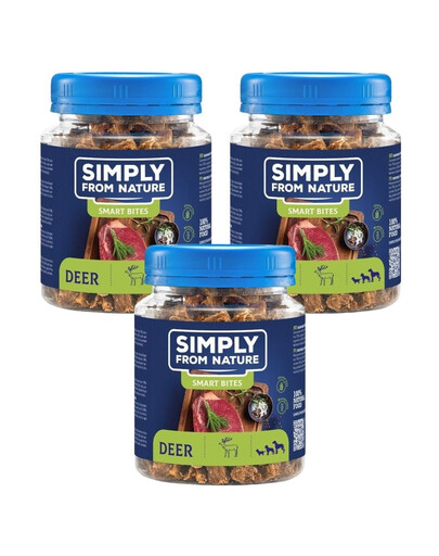 SIMPLY FROM NATURE Smart Bites - Friandises à base de viande de cerf pour chiens - 3x130 g