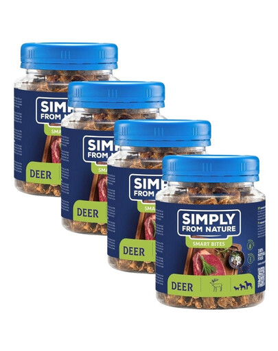 SIMPLY FROM NATURE Smart Bites - Friandises de viande de cerf pour chiens - 4x130 g