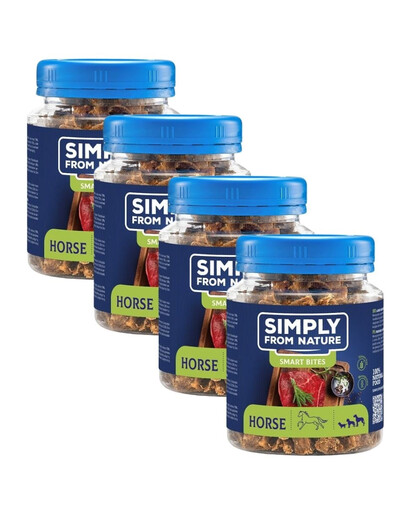 SIMPLY FROM NATURE Smart Bites - Friandises de viande de cheval pour chiens - 4x130 g
