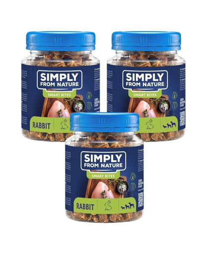 SIMPLY FROM NATURE Smart Bites - Friandises à base de viande de lapin pour chiens - 3x130 g