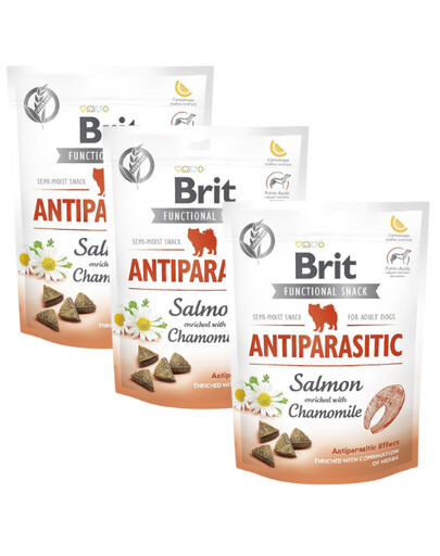 BRIT Care Dog Functional snack antiparasitic 3x150 g friandises antiparasitaires au saumon