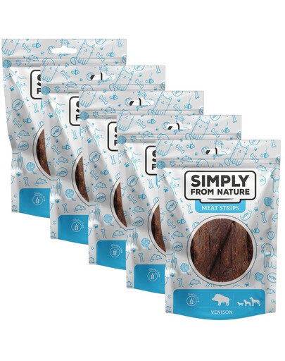 SIMPLY FROM NATURE Meat Strips - Bandes de viande de venaison pour chiens - 5x80 g
