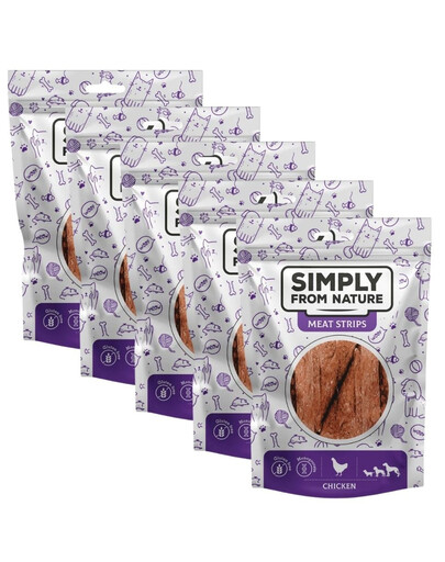 SIMPLY FROM NATURE Meat Strips - Bandes de viande de poulet pour chiens - 5x80 g