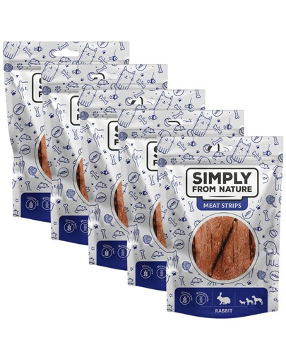SIMPLY FROM NATURE Meat Strips - Bande de viande de lapin pour chiens - 5x80 g