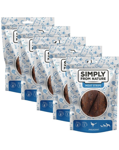 SIMPLY FROM NATURE Meat Strips - Bandes de viande de faisan pour chiens - 5x80 g