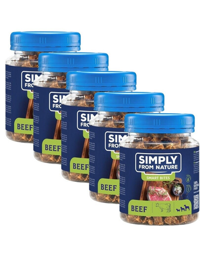SIMPLY FROM NATURE Smart Bites - Friandises de bœuf pour chiens - 5x130 g