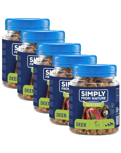 SIMPLY FROM NATURE Smart Bites - Friandises de cerf pour chiens - 5x130 g