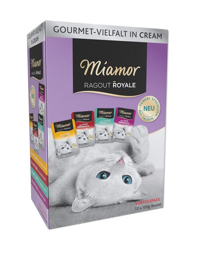 MIAMOR Ragout Royale Multibox 12 x 100 g saumon, veau, canard et poulet en crème