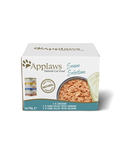 APPLAWS Cat Senior MIX - Sélection viande et poissons pour chats âgés - 6 x 70 g