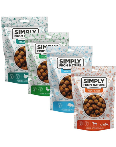 SIMPLY FROM NATURE Meat Balls Saveurs mélangées pour chiens 4x80 g