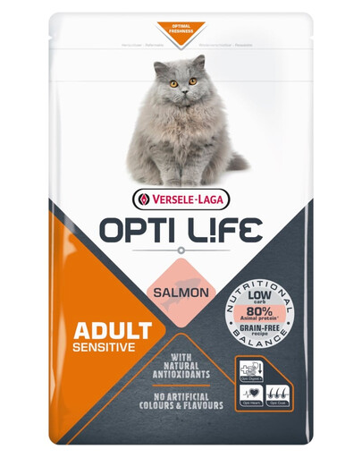 VERSELE-LAGA Opti Life Cat Adult Sensitive Salmon 2.5 kg pour les chats adultes sensibles