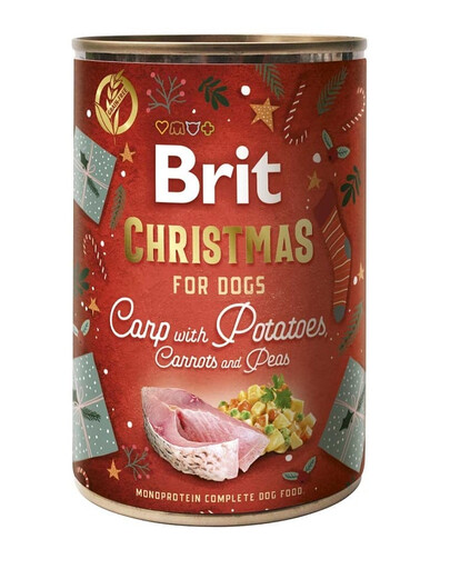 BRIT Mono Protein Christmas Dinner Carpe 400 g diner festive Noel pour chiens