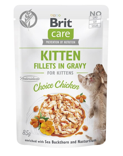 BRIT CARE Fillets in Gravy Pouch Kitten Choice Chicken - poulet en sauce pour chatons - 24x85g