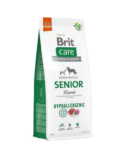 BRIT CARE Hypoallergenic Senior Lamb - Formule hypoallergénique d'agneau et de riz pour chiens âgés - 12kg