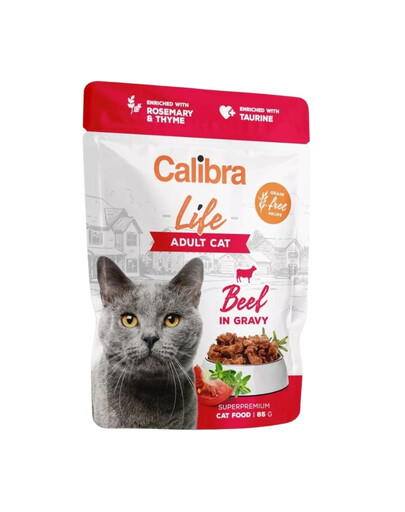 CALIBRA Cat Life Pouch Adult Beef in gravy - bœuf en sauce pour chats - 85 g