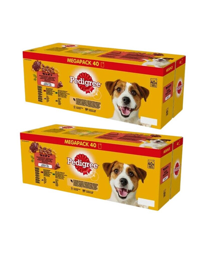 PEDIGREE Adult sachet en gelée 80x100g Saveurs mixtes avec le bœuf, le poulet, l'agneau, la volaille
