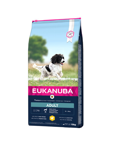 EUKANUBA Adult Races moyennes Chicken Riche en poulet frais 15 kg