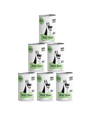 PAKA ZWIERZAKA Pepe Wild Boar 99% Aliments humides à base de sanglier pour chiens 6x400 g