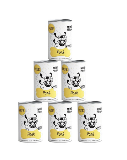 PAKA ZWIERZAKA PEPE Pork 99% 6x400 g - nourriture humide au porc