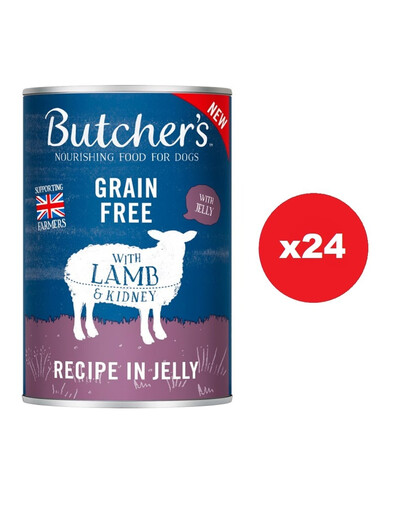 BUTCHER'S Original Recipe in Jelly, nourriture pour chiens, morceaux d'agneau en gelée 24 x 400g