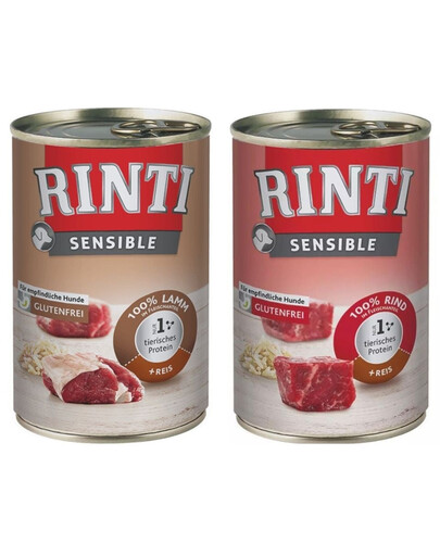 RINTI Sensible - Boeuf avec riz 6x400 g + Agneau avec riz 6x400 g