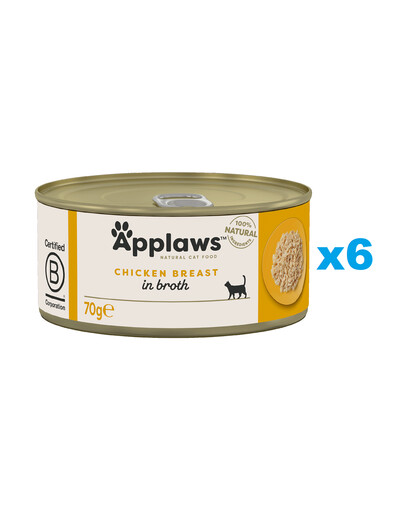 APPLAWS Cat Tin Adult - Blanc de poulet en bouillon - 6x70 g