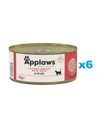 APPLAWS Cat Tin Adult - Poitrine de poulet et canard en bouillon - 6x156g