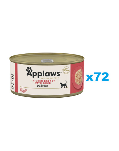 APPLAWS Cat Adult - Poitrine de poulet et canard en bouillon - 72x156g