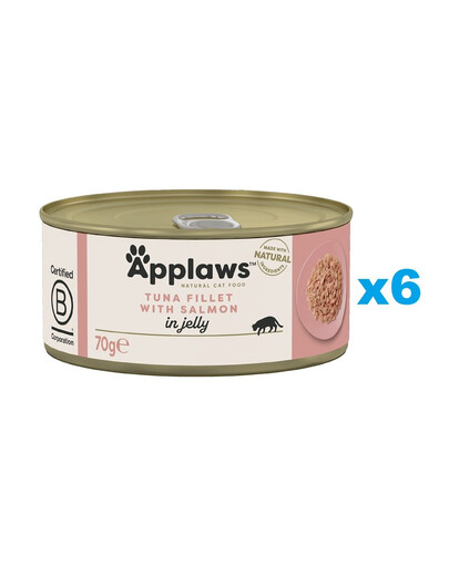 APPLAWS Cat Tin - Filet de thon avec saumon en gelée - 6x70g