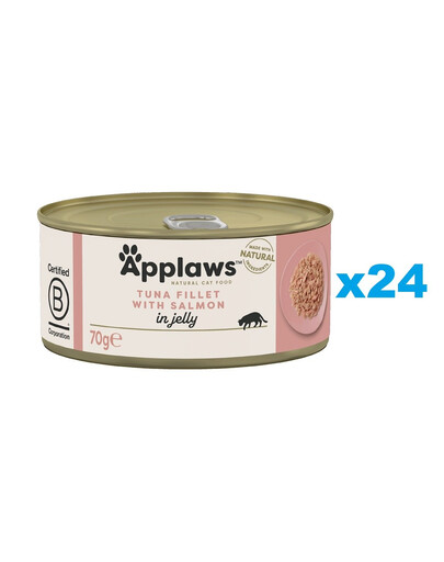 APPLAWS Cat Tin - Filet de thon avec saumon en gelée - 24x70g