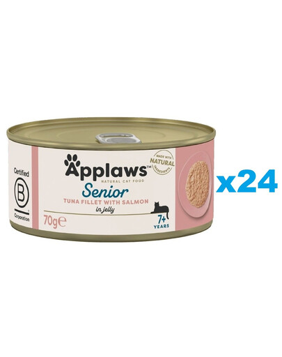 APPLAWS Cat Tin Senior - Filet de thon et saumon en gelée - 24x70g