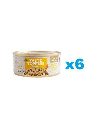 APPLAWS Dog Tin Taste Toppers - Ragoût de poulet et de carottes - 6x156 g