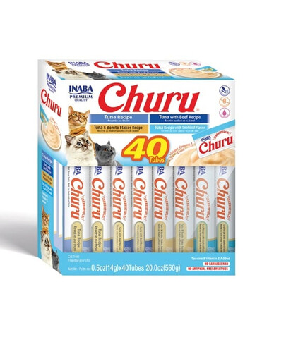 INABA Churu Varieties Tuna - Une sélection de friandises crémeuses au thon pour chats - 40x14g