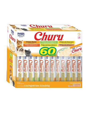 INABA Churu Varieties Chicken Recipe - Une sélection de friandises crémeuses au poulet - 60x14g