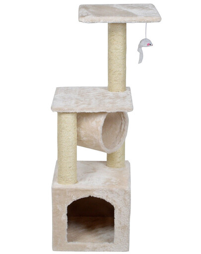 KATIDO Griffoir pour chat avec tunnel 92 cm beige