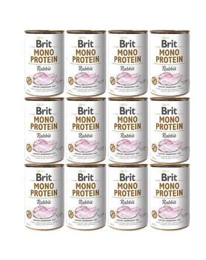 BRIT Mono Protein Rabbit 12x400 g nourriture pour chiens monoprotéique au lapin