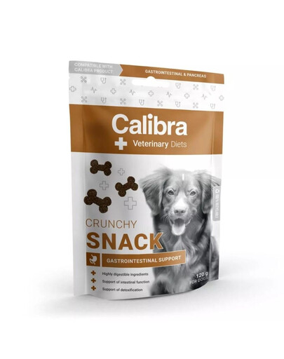 CALIBRA Veterinary Diet Crunchy Snack Gastrointestinal - Friandises fonctionnelles croustillantes pour chiens souffrant de problèmes gastro-intestinaux - 120 g