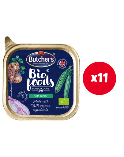 BUTCHER'S BIO foods dinde 11 x 150 g pâtée pour chien