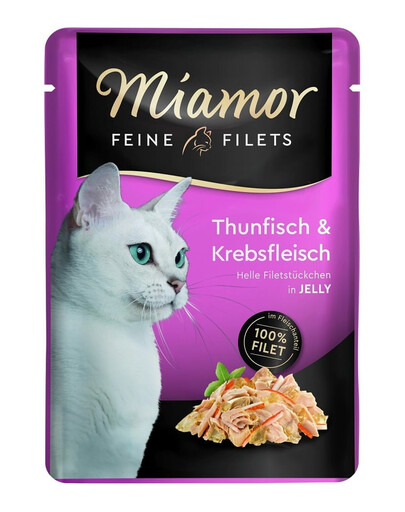 MIAMOR Feine Filets Nourriture humide au thon et au crabe pour chats adultes 6x100 g