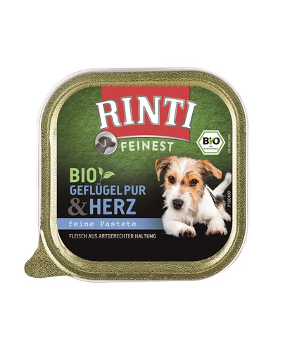 RINTI Feinest Bio Poultry Pure&Poultry hearts - volailles & cœurs de volailles - 150 g