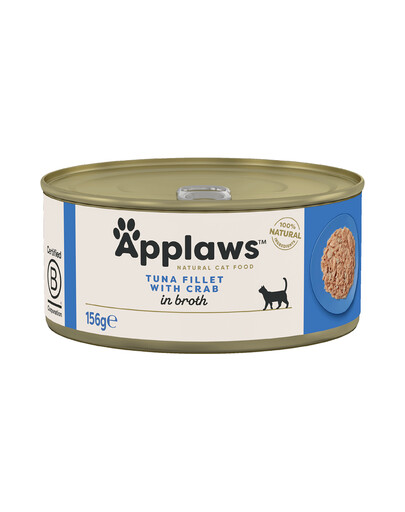 APPLAWS Cat Tin Tuna Fillet with Crab - Nourriture humide de filet de thon avec crabe - 156 g