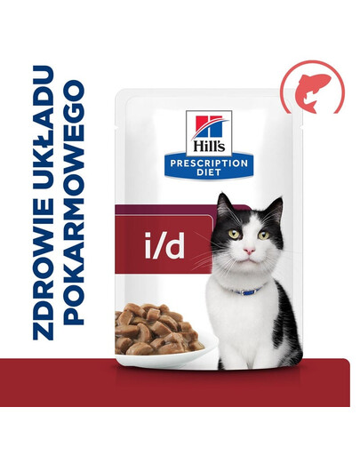 HILL'S Prescription Diet i/d Digestive Care nourriture humide pour chats avec saumon 12x85g