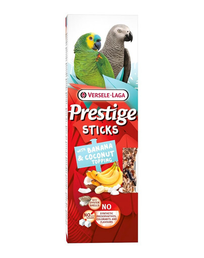VERSELE-LAGA Prestige Sticks 2 flacons avec des saupoudrages de banane et de noix de coco pour les grands perroquets 140g