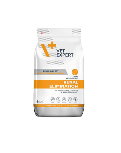 VET EXPERT Veterinary Diet Renal Elimination Aliment sec pour chiens adultes pour le soutien rénal 8 kg